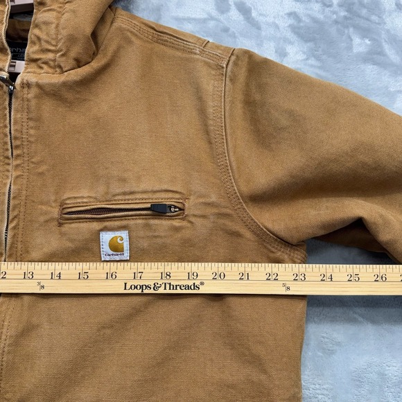 Carhartt Jacket Women Large Brown Washed Duck Loose Fit Sherpa Lined Workwear - Picture 11 of 12